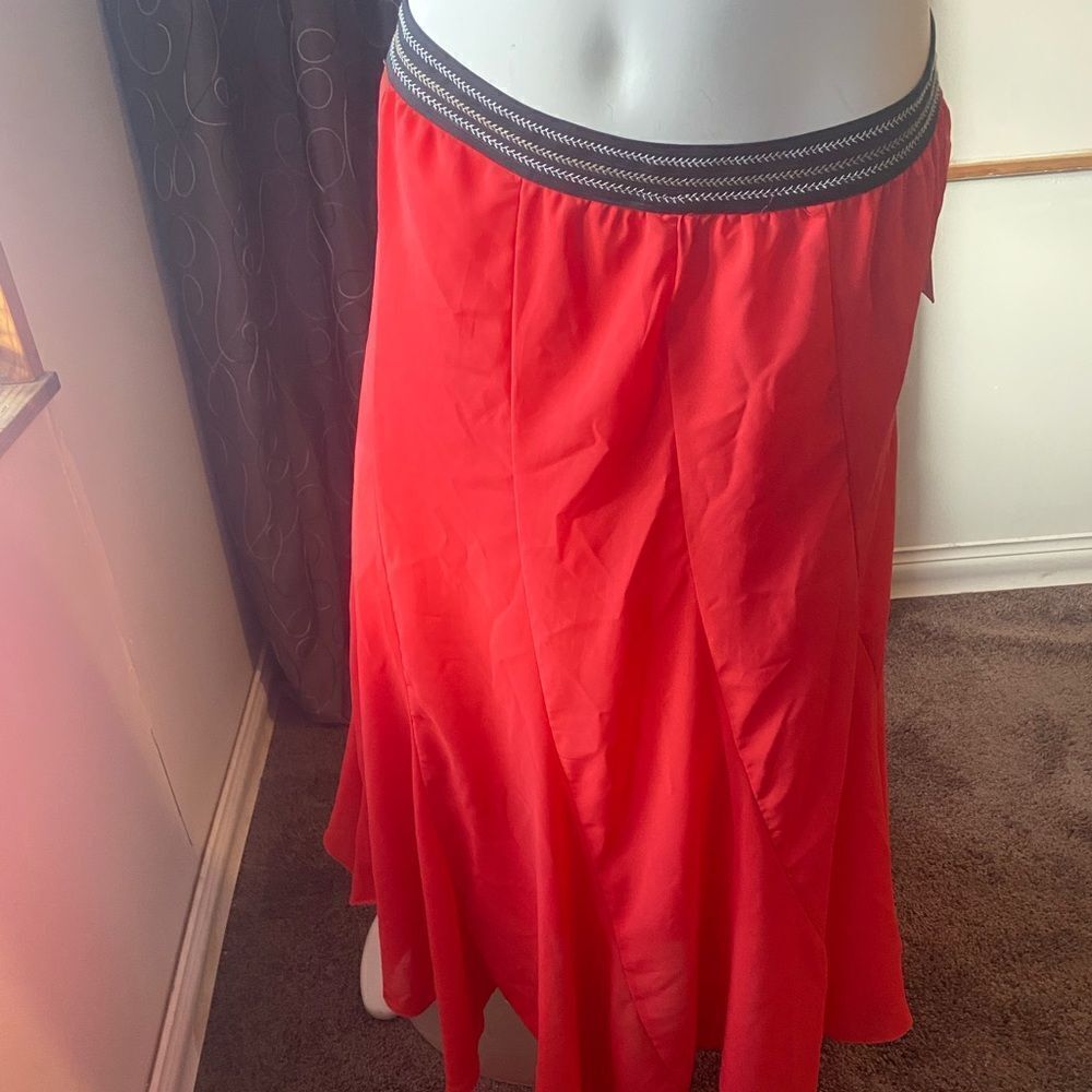 Metro Wear Pink Black/White elastic waist band A-line skirt, size XL